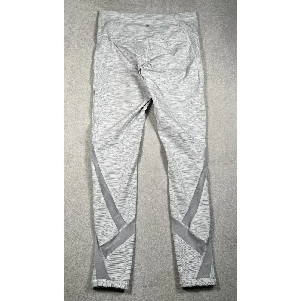 Lululemon Wunder Under Mesh High Rise Tight Leggings 10 Gray W5BK4S